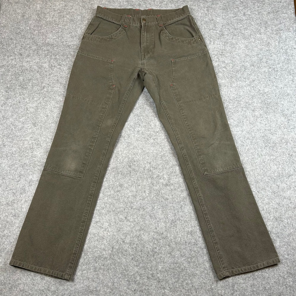 GUC Kavu Canvas Double Knee Work Pants Olive Green Cotton Size 32 Straight Leg